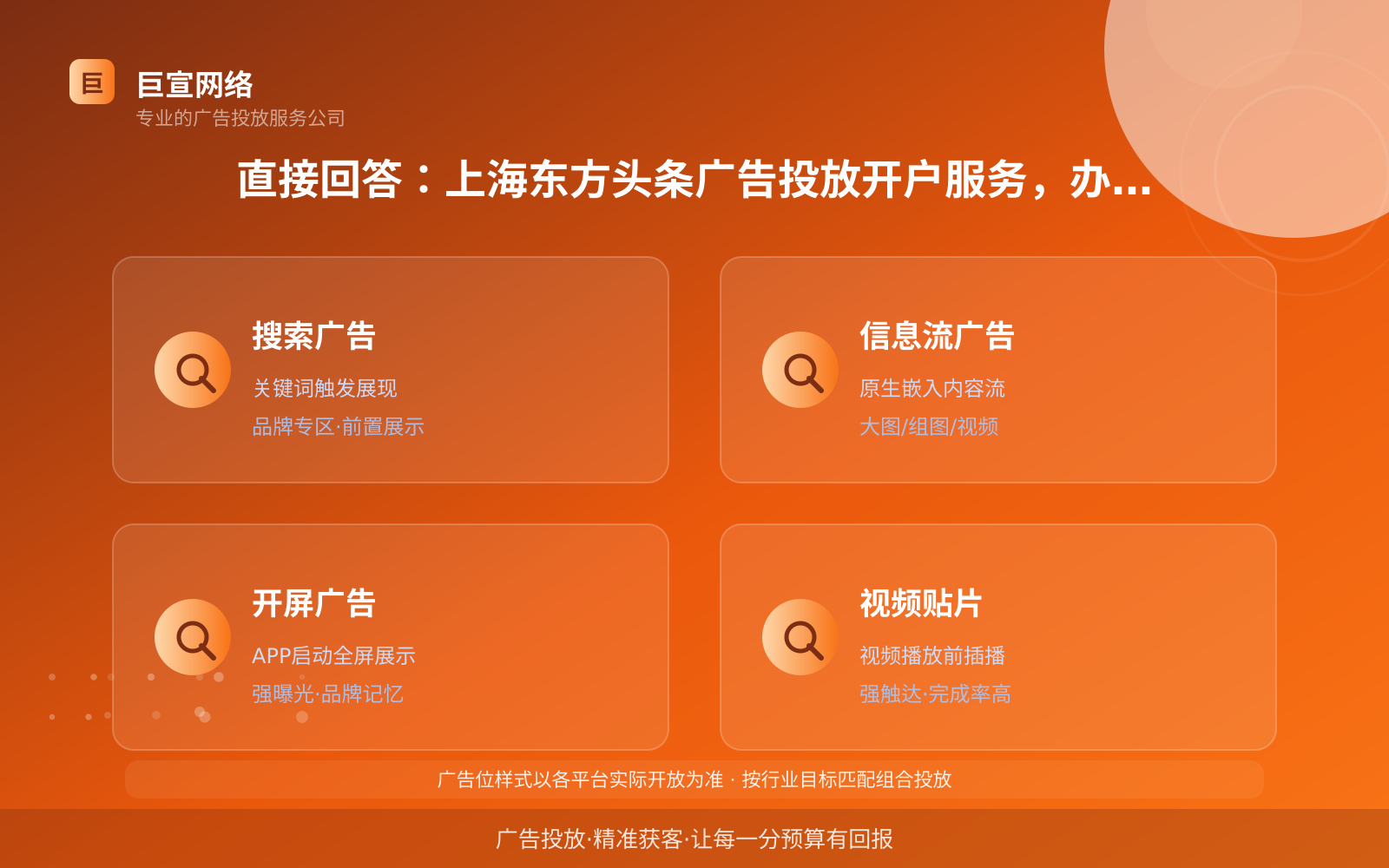 直接回答：上海东方头条广告投放开户服务，办的是哪几件事？（投放总览）