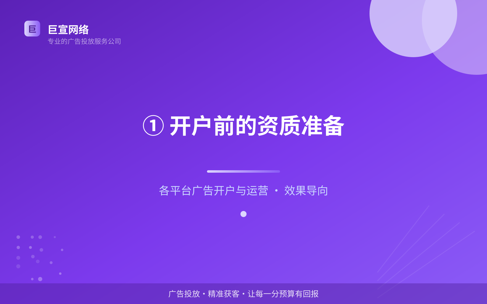 ① 开户前的资质准备(效果数据维度) ① 开户前的资质准备(效果数据维度)